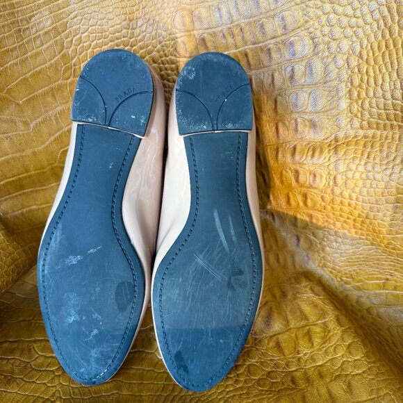 Prada Beige Patent Leather Bow Ballet Flat Size 37/ US 7 - Picture 3 of 8